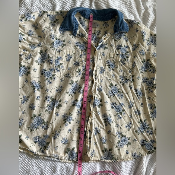 Cabin creek vintage cream and blue cottagecore floral button up size 22w - Picture 4 of 5